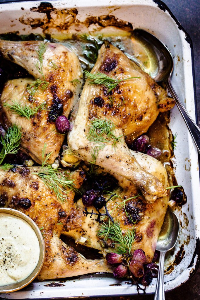 Roasted Chicken and Grapes